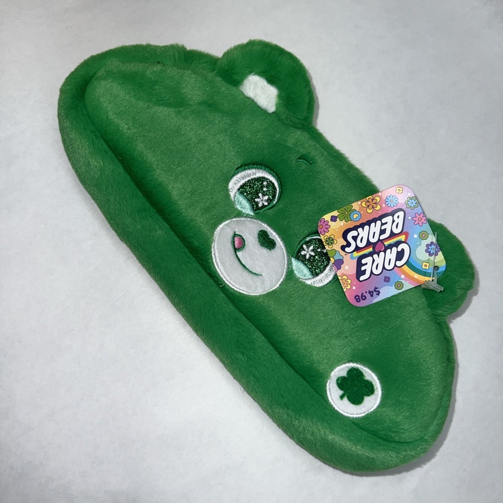 Care Bears Fuzzy Plush Pencil Makeup Case Green Lucky Good Luck  Bear